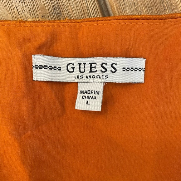 GUESS WOMEN'S ORANGE LONG SLEEVE V NECK LINED FIT & FLARE DRESS size large - Picture 3 of 4